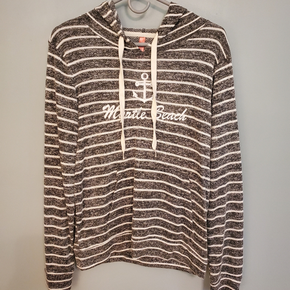 Myrtle Beach Striped Black and White Hoodie